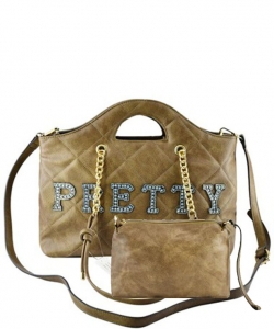 Pretty Quilted Shopper Tote AD711QS TAUPE